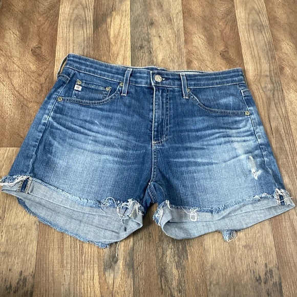 Ag Adriano Goldschmied Pants - AG ADRIANO GOLDSCHMIED Hailey Roll Up Ex Boyfriend Denim Short Size 26